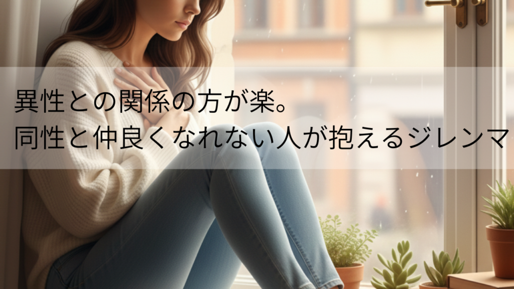 異性との関係の方が楽。同性と仲良くなれない人が抱える人間関係のジレンマ